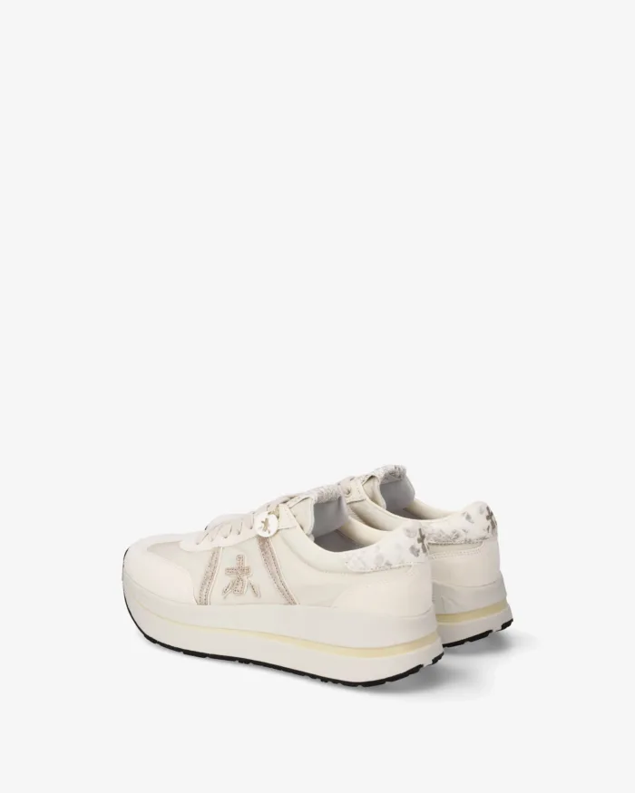 Sneakers Premiata Donna in Camoscio e Nylon Avorio Back Pitonato art. Bethcoin 8145, foto 5 di 5