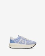 Sneakers Premiata Donna in Camoscio e Nylon Avorio Azzurro art. Bethcoin 8146