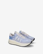 Sneakers Premiata Donna in Camoscio e Nylon Avorio Azzurro art. Bethcoin 8146 - immagine 2