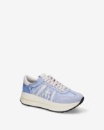 Sneakers Premiata Donna in Camoscio e Nylon Avorio Azzurro art. Bethcoin 8146 - immagine 4
