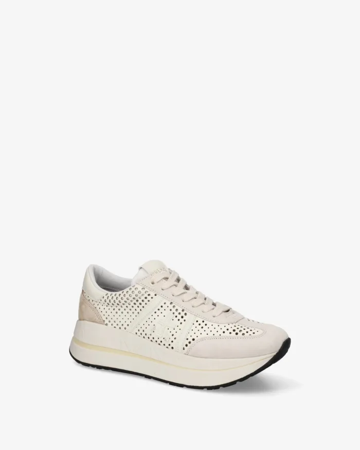 Sneakers Premiata Donna in Pelle Avorio Traforata e Camoscio Avorio art. Bethcoin 8171, foto 2 di 5