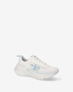 Sneakers Premiata Donna in Camoscio e Nylon Avorio Dettagli Celesti art. Hill 8243 - immagine 2