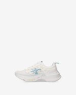 Sneakers Premiata Donna in Camoscio e Nylon Avorio Dettagli Celesti art. Hill 8243 - immagine 3
