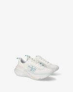 Sneakers Premiata Donna in Camoscio e Nylon Avorio Dettagli Celesti art. Hill 8243 - immagine 4