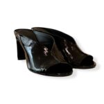 Sandalo Sabot Del Carlo in Vernice Nera Tacco 9 cm art. 11725 Metis Vetro Nero - immagine 2