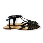 Anna F Spider Sandal with T-Strap in Black Leather art. 512 Black Nappa