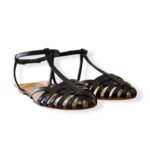 Anna F Spider Sandal with T-Strap in Black Leather, item 512 Black Nappa - image 3