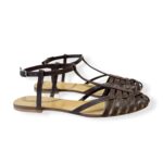 Sandalo Ragnetto Anna F con cinturino a T In Pelle Testa di Moro art. 512 Natur T.Moro Pel