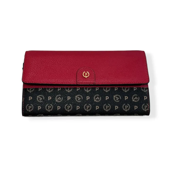 Portafogli Pollini con Tracolla In Pelle Rossa Martellata Fantasia Eritage con Bottone art. SC5502PP0NSA150A, foto 1 di 3