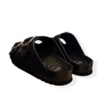 Sandalo Mules Scholl in Rafia e Suola in Pelle Nera Fibbia Argento 3,5 cm art. Noelle F00906 1004 380 - immagine 5