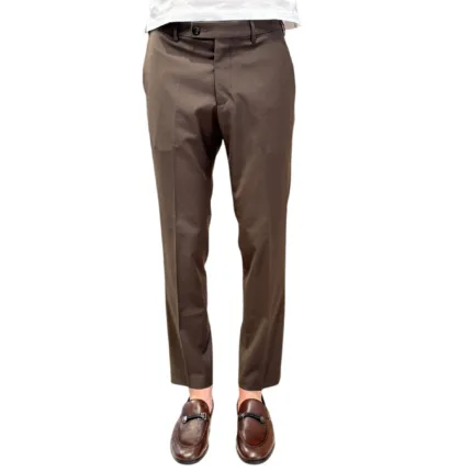 Pantaloni Fresco Lana con Elastico in vita e Tasca a Filo Michael Coal Marrone Testa di Moro art. Brad One More Size 3687 Capri