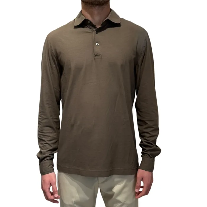 Polo a Maniche Lunghe Filippo De Laurentiis Tortora art PLMLBAS JCREPE U920, foto 1 di 3