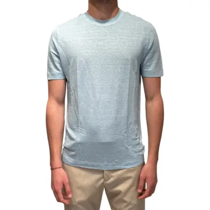 T-shirt in Lino Filippo De Laurentiis Azzurro Polvere art TSMC JERLIN U800