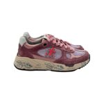 Premiata Damen-Sneaker aus mauvefarbenem, perforiertem Canvas und rosa Wildleder, Artikelnummer Mased 8220