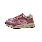Premiata Damen-Sneaker aus mauvefarbenem, perforiertem Canvas und rosa Wildleder, Artikelnummer Mased 8220 – Abbildung 4