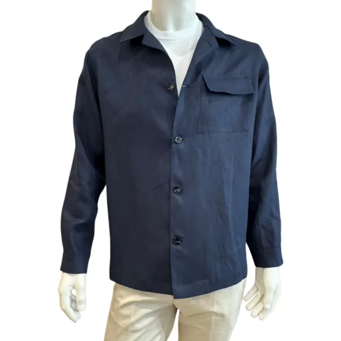 Overshirt  in Lino Blu Navy con Tasca Frontale Art. MCJSP3259S26 FIELD JACKET 1 TK MC-JASPER 3259, foto 1 di 3