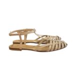 Sandalo Ragnetto Anna F con cinturino a T in Pelle Avorio art. 512 Nappa Gesso Pell