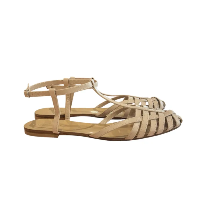 Sandalo Ragnetto Anna F con cinturino a T in Pelle Avorio art. 512 Nappa Gesso Pell, foto 1 di 2