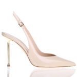 Slingback con Cinturino Regolabile alla Caviglia Ninalilou in Vernice Cipria e Tacco Oro 11 cm art. 361250HL