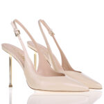 Slingback con Cinturino Regolabile alla Caviglia Ninalilou in Vernice Cipria e Tacco Oro 11 cm art. 361250HL - immagine 2