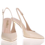 Slingback con Cinturino Regolabile alla Caviglia Ninalilou in Vernice Cipria e Tacco Oro 11 cm art. 361250HL - immagine 3