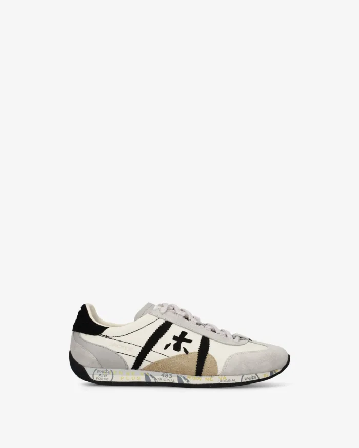 Sneakers Premiata Donna in Camoscio Tortora e Pelle Avorio art. Jacky25D 8222, foto 1 di 5