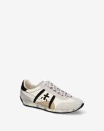 Sneakers Premiata Donna in Camoscio Tortora e Pelle Avorio art. Jacky25D 8222 - immagine 4
