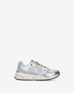 Sneakers Premiata Donna in Camoscio e Rete Traforata Azzurra e Pelle Argento art. Mased 8205