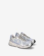 Sneakers Premiata Donna in Camoscio e Rete Traforata Azzurra e Pelle Argento art. Mased 8205 - immagine 2
