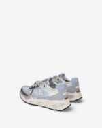 Sneakers Premiata Donna in Camoscio e Rete Traforata Azzurra e Pelle Argento art. Mased 8205 - immagine 5