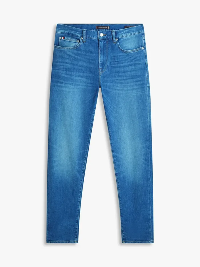 Jeans Bleecker slim Fit Uomo Tommy Hilfiger in Denim Lavaggio Medio con Scoloriture  art. MW0MW42316 1BA, foto 4 di 4