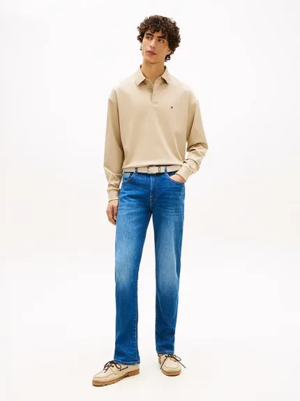 Jeans Bleecker slim Fit Uomo Tommy Hilfiger in Denim Lavaggio Medio con Scoloriture  art. MW0MW42316 1BA