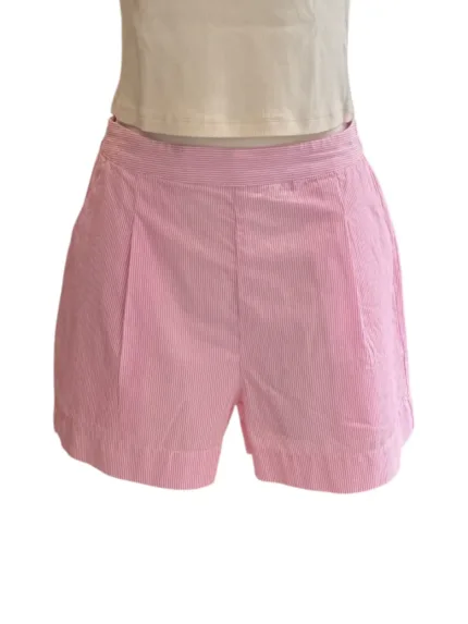 Pantaloncino Mc2 Saint Barth in Cotone a Righe Bianche e Rosa art. Amani Cotton Stripes Micro V 21