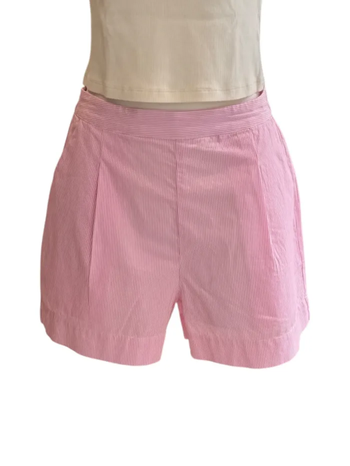 Pantaloncino Mc2 Saint Barth in Cotone a Righe Bianche e Rosa art. Amani Cotton Stripes Micro V 21, foto 1 di 2