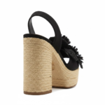 Sandali Paloma Barcelò Donna con Zeppa in Corda 14 cm e Plateau 4 cm in Camoscio Nero Dettaglio Fiore art. Tracy Suede Black - immagine 4