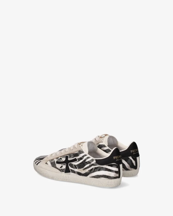 Sneakers Premiata Donna in Camoscio Avorio e Paillettes Zebrate art. Stevend 8053, foto 5 di 5