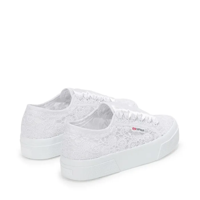 Sneakers Platform Superga Donna in Tela Macrame Bianca art. 2740 Flower Macrame, foto 3 di 5
