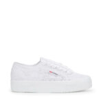 Sneakers Platform Superga Donna in Tela Macrame Bianca art. 2740 Flower Macrame