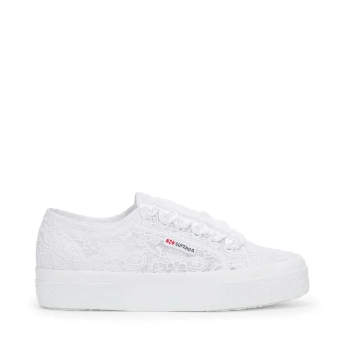 Sneakers Platform Superga Donna in Tela Macrame Bianca art. 2740 Flower Macrame, foto 1 di 5