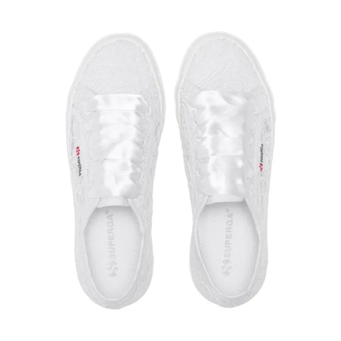 Sneakers Platform Superga Donna in Tela Macrame Bianca art. 2740 Flower Macrame, foto 4 di 5