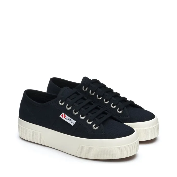 Sneakers Platform Superga Donna in Tela Blu art. 2740 Platform Navy, foto 2 di 5