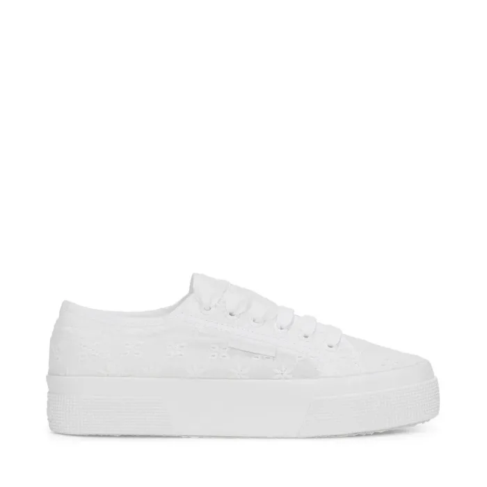 Sneakers Platform Superga Donna in Tela Sangallo Bianca art. 2740 Flower Sangallo, foto 1 di 5