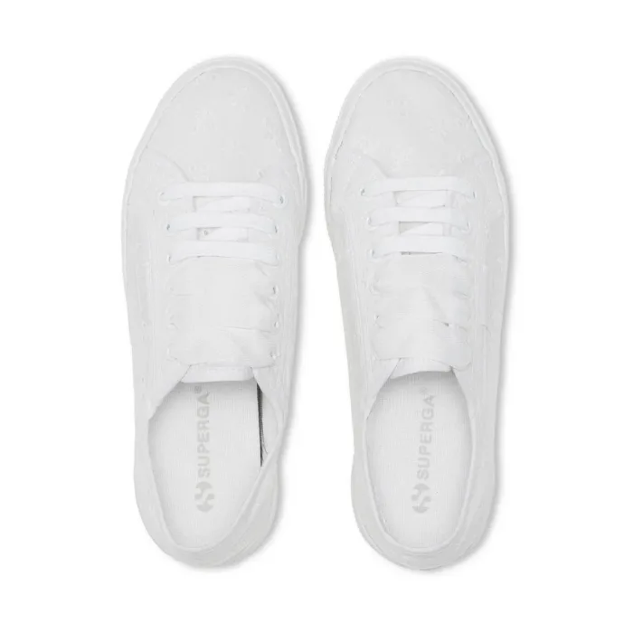 Sneakers Platform Superga Donna in Tela Sangallo Bianca art. 2740 Flower Sangallo, foto 4 di 5