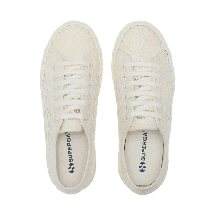 Sneakers Platform Superga Donna in Pizzo Macramè Avorio art. 2740 Platform Pizzo Macrame, foto 4 di 5