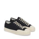 Sneakers Superga Uomo in Tela Nera Suola Bianca art. 2432 Works Low Cut Cotton Canvas Black-Off White - immagine 2