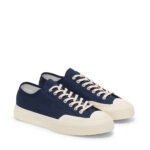 Sneakers Superga Uomo in Tela Blu Suola Bianca art. 2432 Works Low Cut Cotton Canvas Navy-Off White - immagine 2
