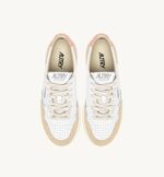 Sneakers Autry Platform Donna in Pelle Bianca e Camoscio con Spoiler Pesca art. PTLW LS13 - immagine 5