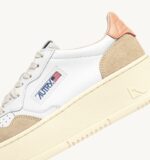 Sneakers Autry Platform Donna in Pelle Bianca e Camoscio con Spoiler Pesca art. PTLW LS13 - immagine 6