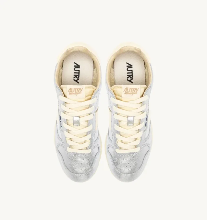 Sneakers Autry Windspin Donna in Pelle Argento art. WSLW AJ02, foto 5 di 6