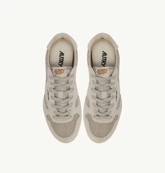 Sneakers Autry Windspin Donna in Camoscio e Rete Traforata Beige art. WSLW KS06, foto 5 di 6